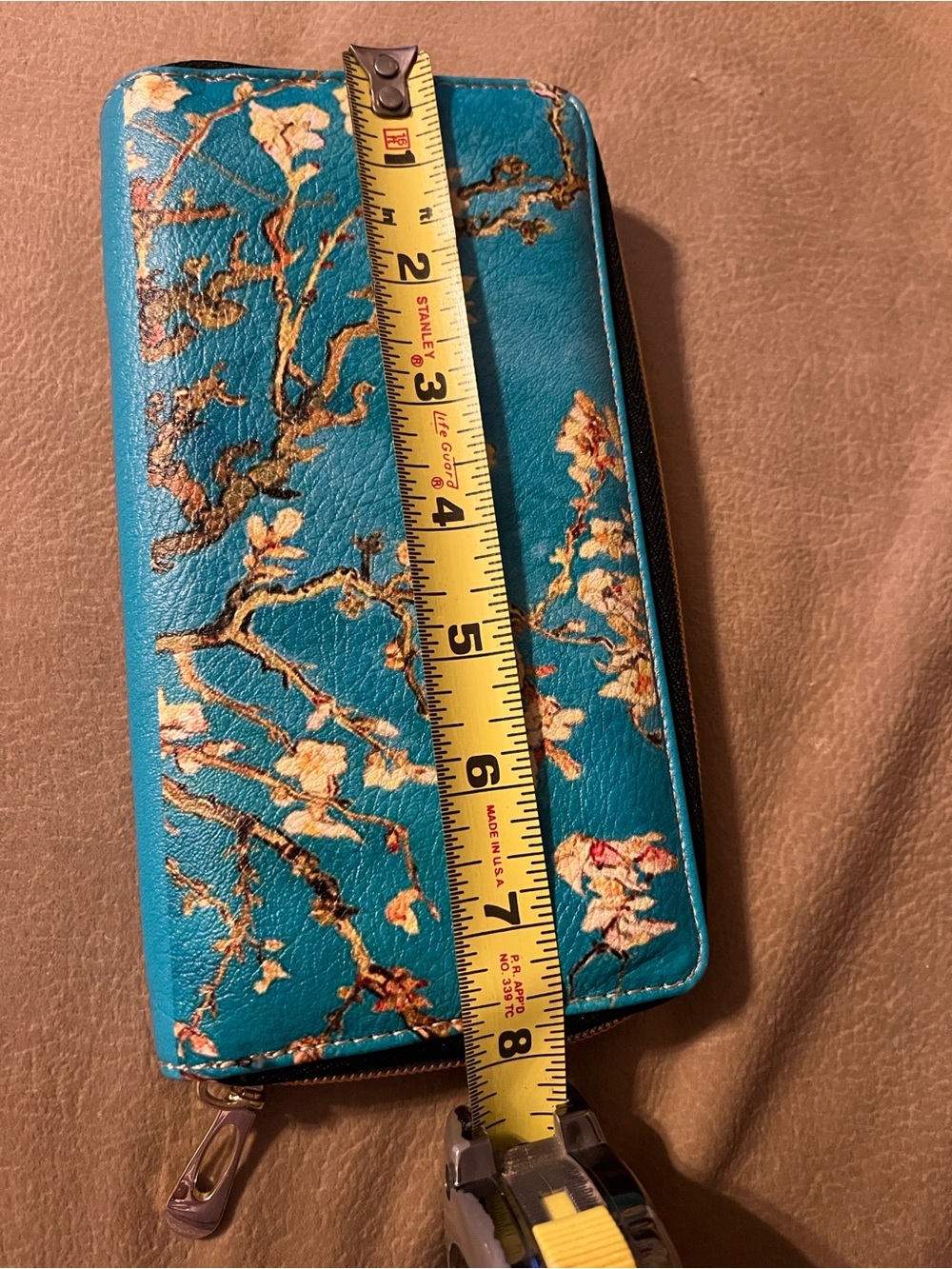 Teal Floral Zip Wallet - Elegant Women's Wallet